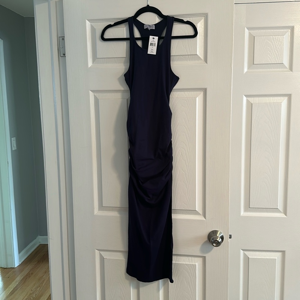 NWT Michael Stars navy ruched tank dress